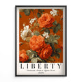 Orange Floral Print Liberty London Style Vintage Flower Wall Art. Stylish Art For Modern Homes And HouseWarming Or new Home Gifts