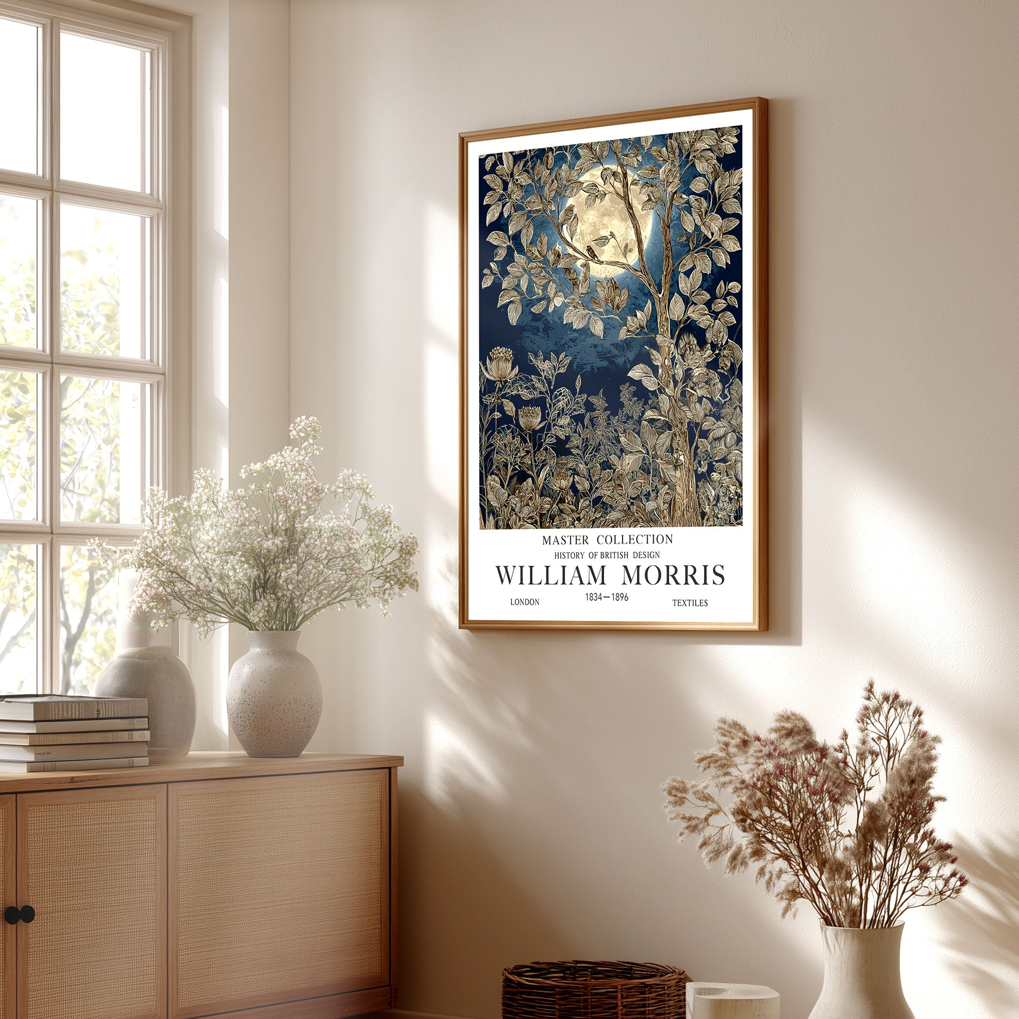 Pewter Moon William Morris Print | Golden Forest Wall Art | illiee art