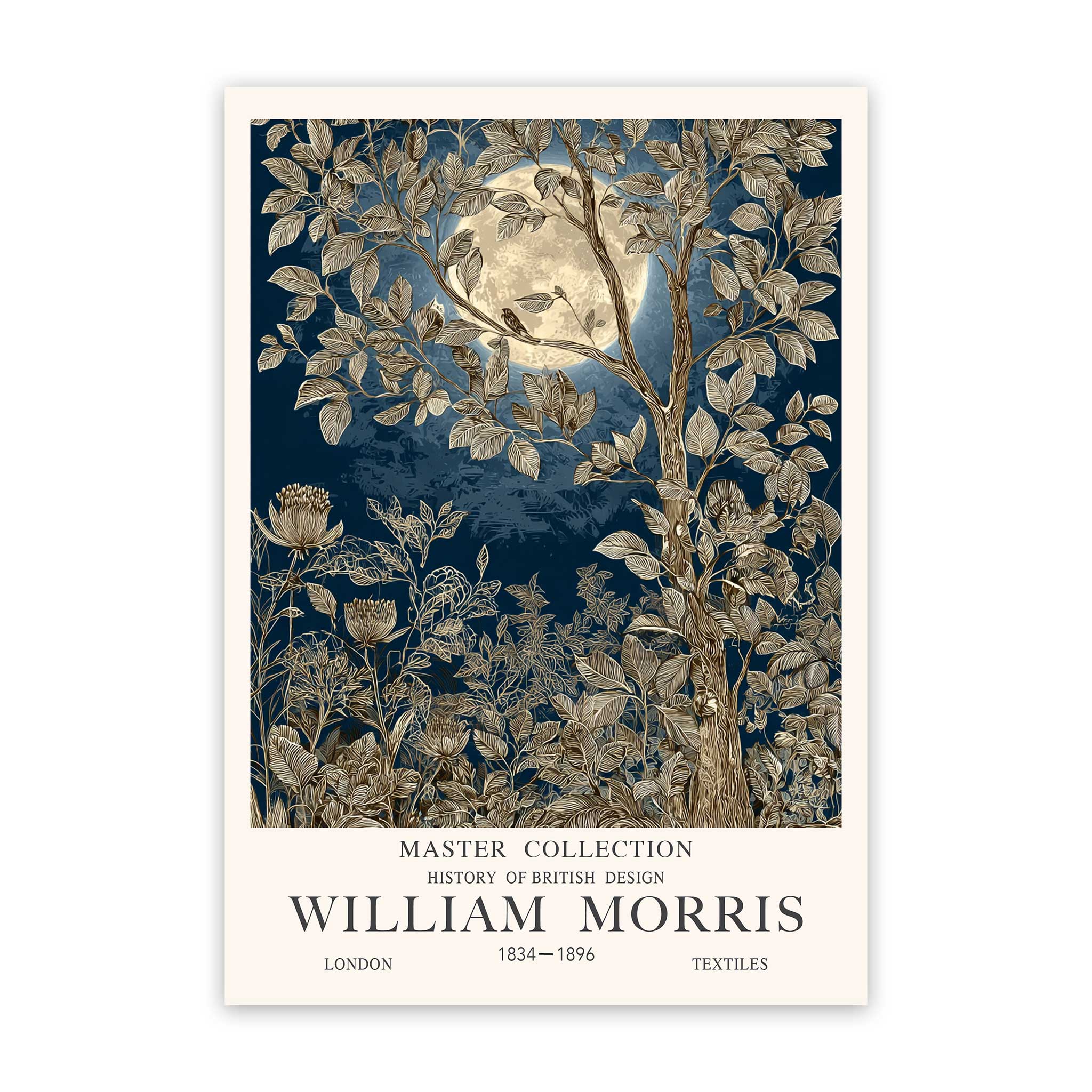 Pewter Moon William Morris Print | Golden Forest Wall Art | illiee art
