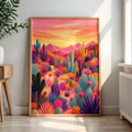 Colorful Arizona Desert Wall Art featuring vibrant cactus plants, desert wildflowers and rolling Southwest landscapes