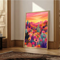 Colorful Arizona Desert Wall Art featuring vibrant cactus plants, desert wildflowers and rolling Southwest landscapes