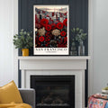 San Francisco Flower Market Print , Red Floral Print Featuring Golden Gate Bridge