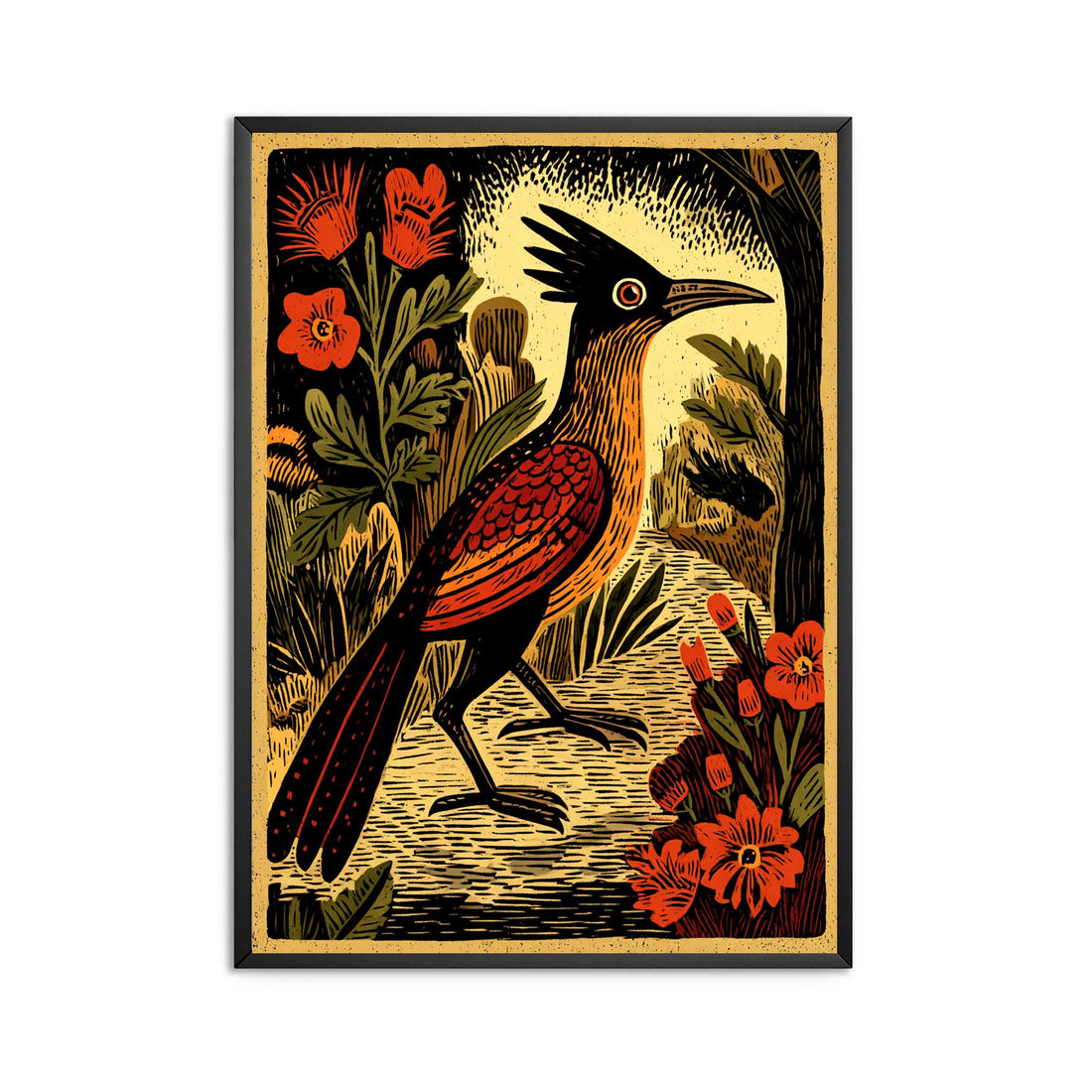 Roadrunner Desert Wall Art Print – Southwest Bird Poster