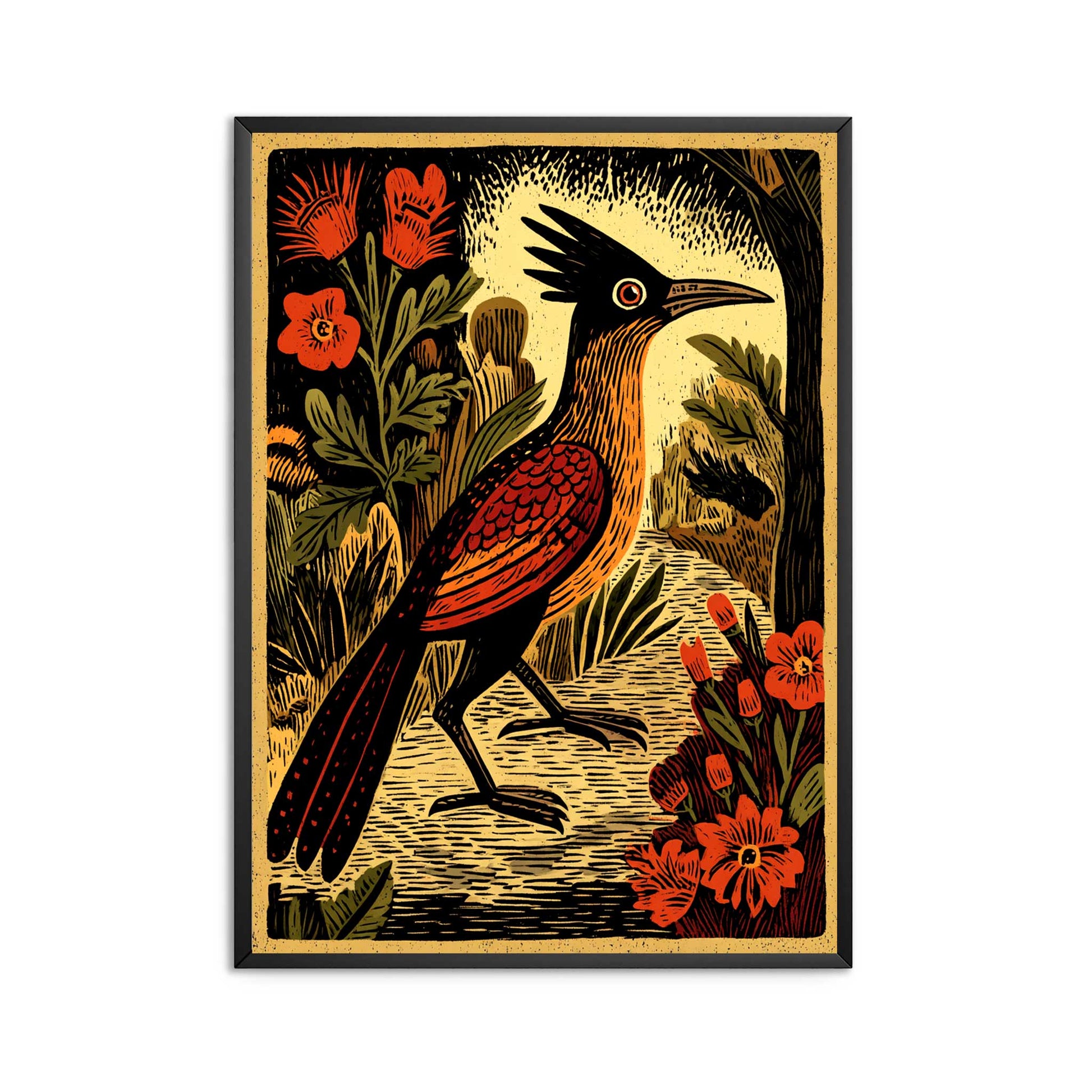 Roadrunner Desert Wall Art Print – Southwest Bird Poster
