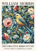 Robin Bird Wall Art Print featuring a decorative bird motif surrounded by floral elements
