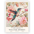 William Morris Hummingbird Print - Vintage botanical design featuring a detailed illustration of a hummingbird surrounded by intricate floral patterns in the classic William Morris style. Perfect for adding a touch of nature-inspired, vintage decor to your home