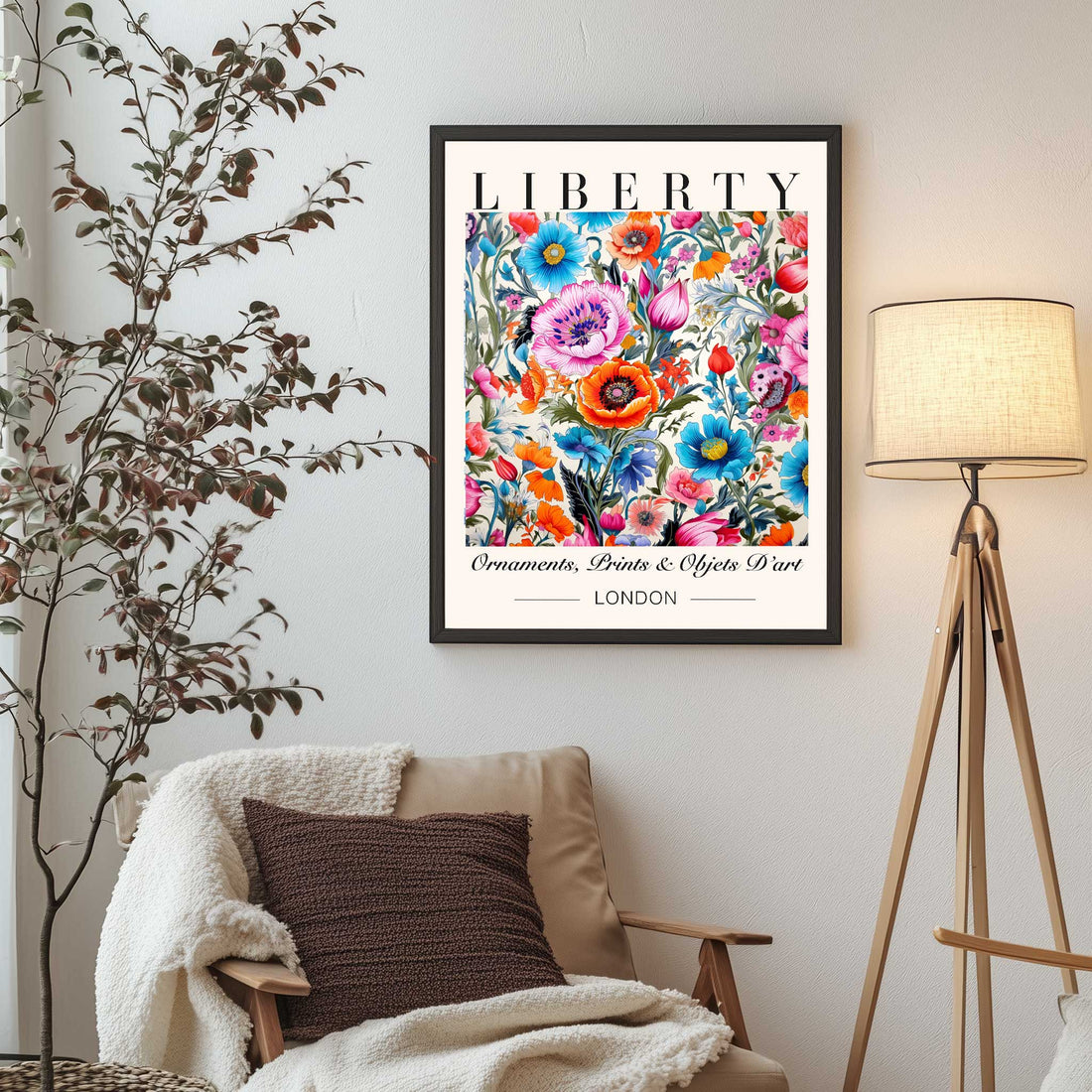 Liberty London floral wall art, British-inspired elegant home decor, vintage floral wall art for living room, classic Liberty London style bedroom decor print