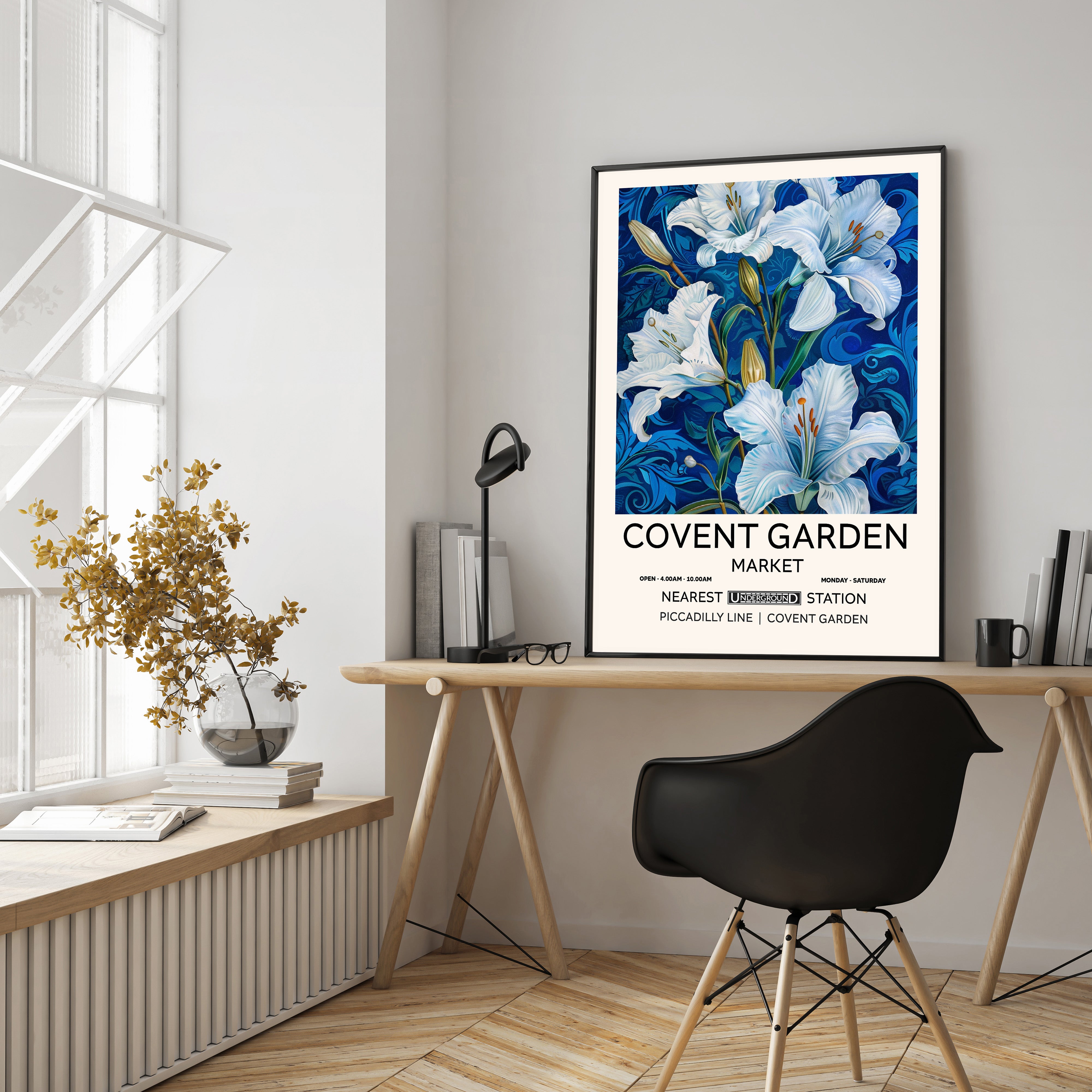 Vintage Lillies Floral Poster | Framed Unframed | Large Size Art