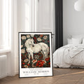 Vintage White Horse Botanical Print, Equestrian Art