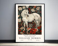 Vintage White Horse Botanical Print, Equestrian Art