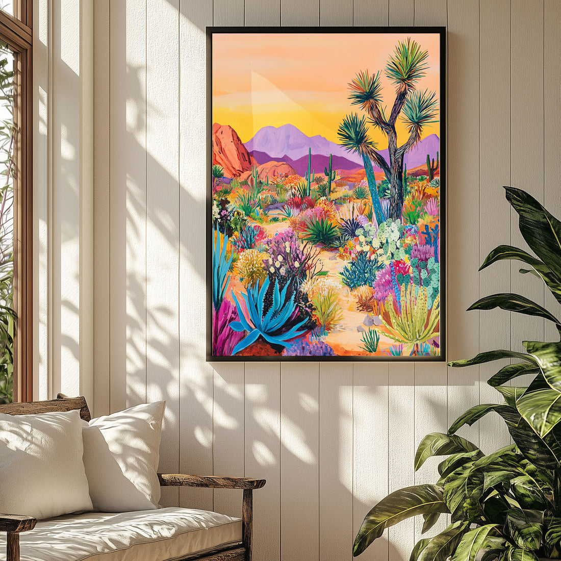 joshua tree desert garden wall art colorful landscape
