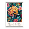 William Morris print featuring a bumblebee, big yellow flowers, leaves and botanical foliage