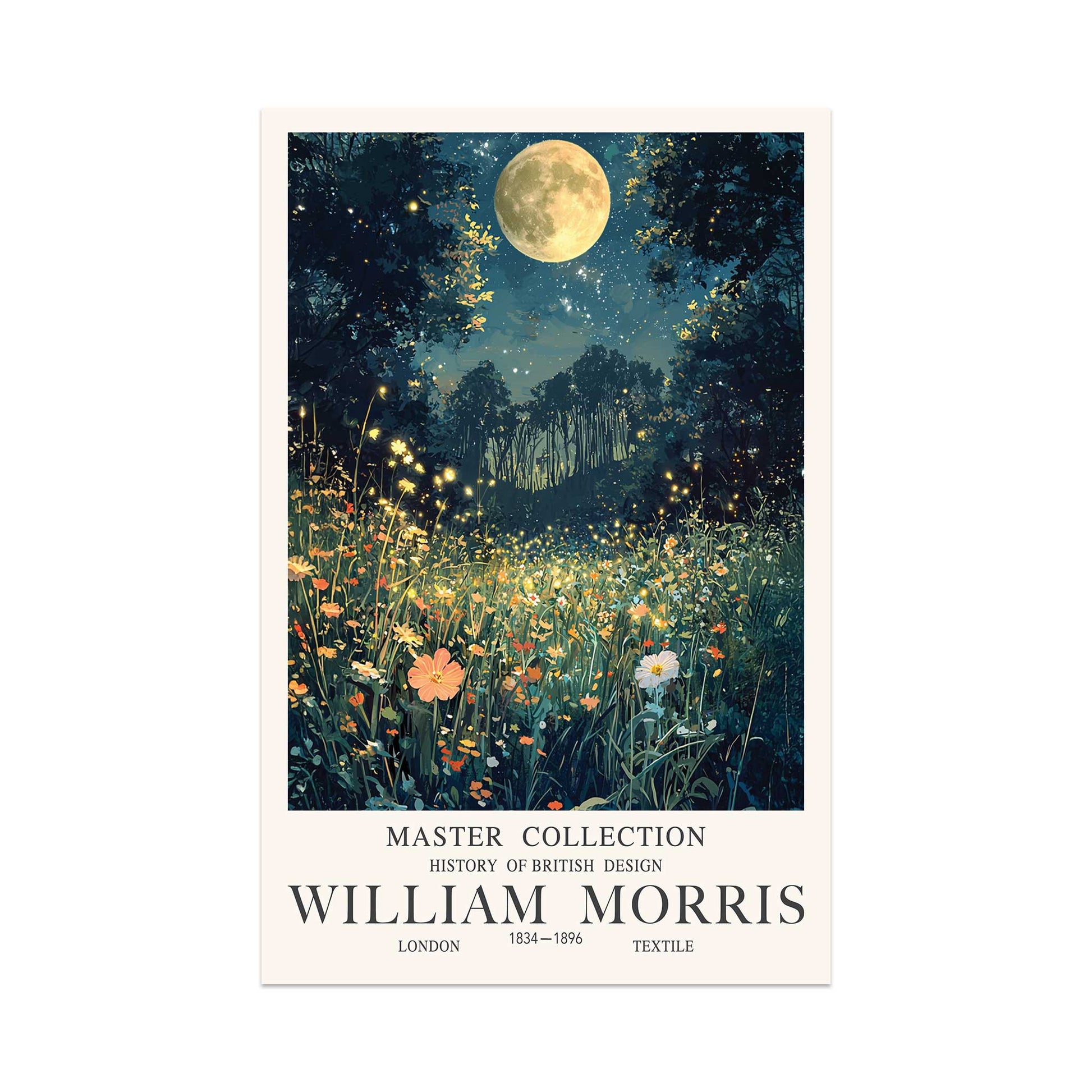 William Morris Moon And Fireflies Print