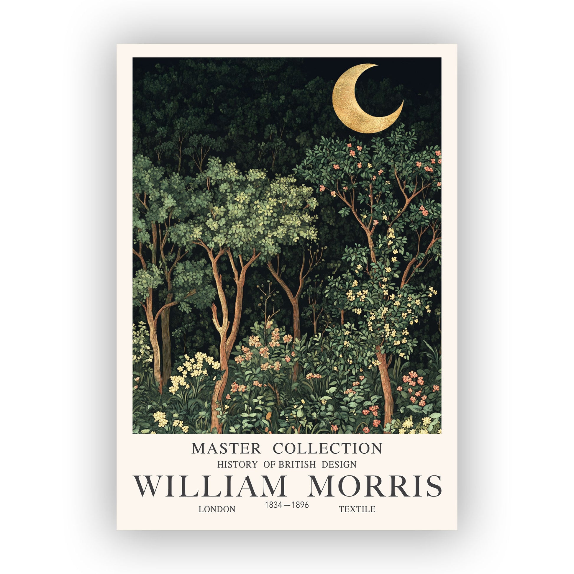 William Morris Moon Print Forest Landscape Wall Art POSTER