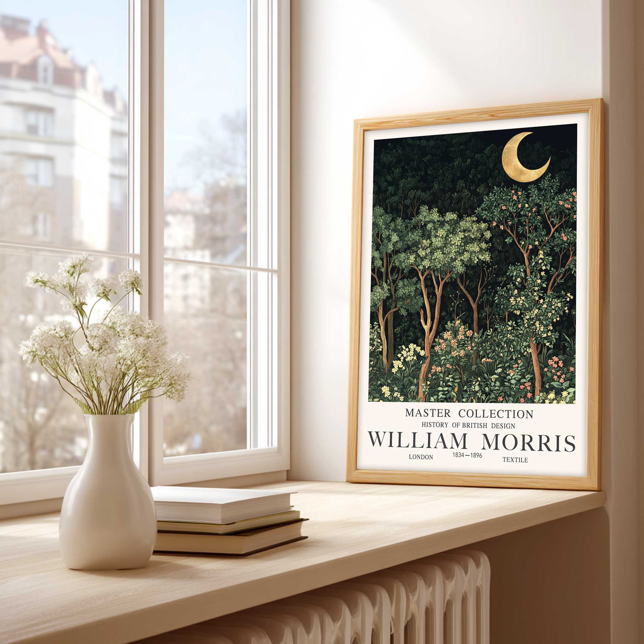 William Morris Print | Crescent Moon | Moody Forest Print