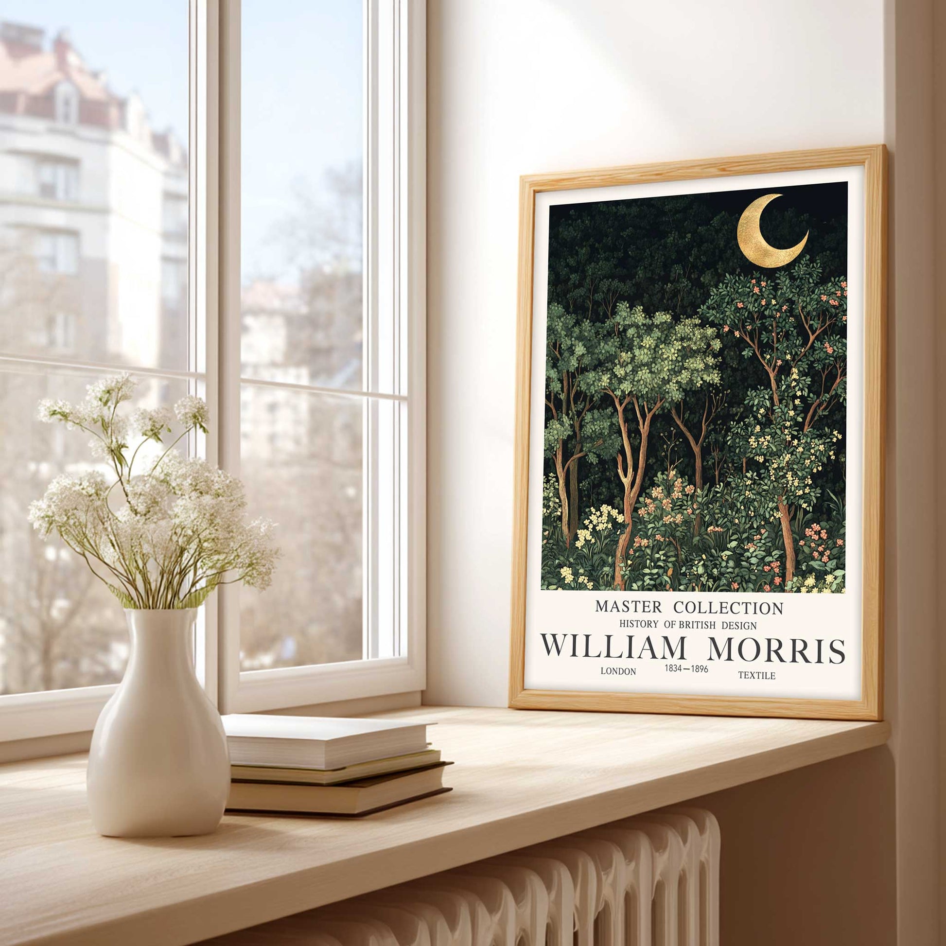 William Morris Moon Print Forest Landscape Wall Art FRAMED