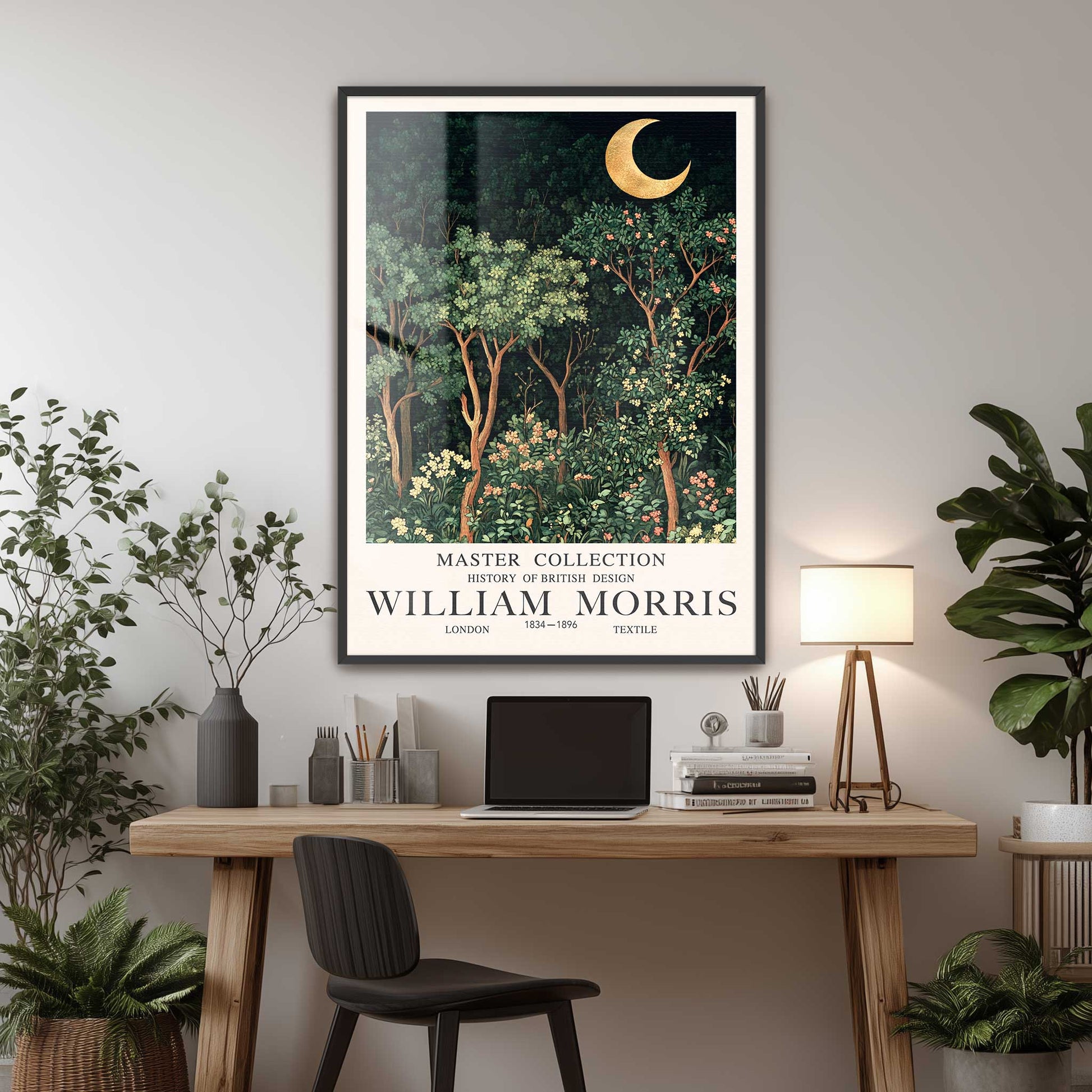 William Morris Moon Print Forest Landscape Wall Art IN A STUDY 