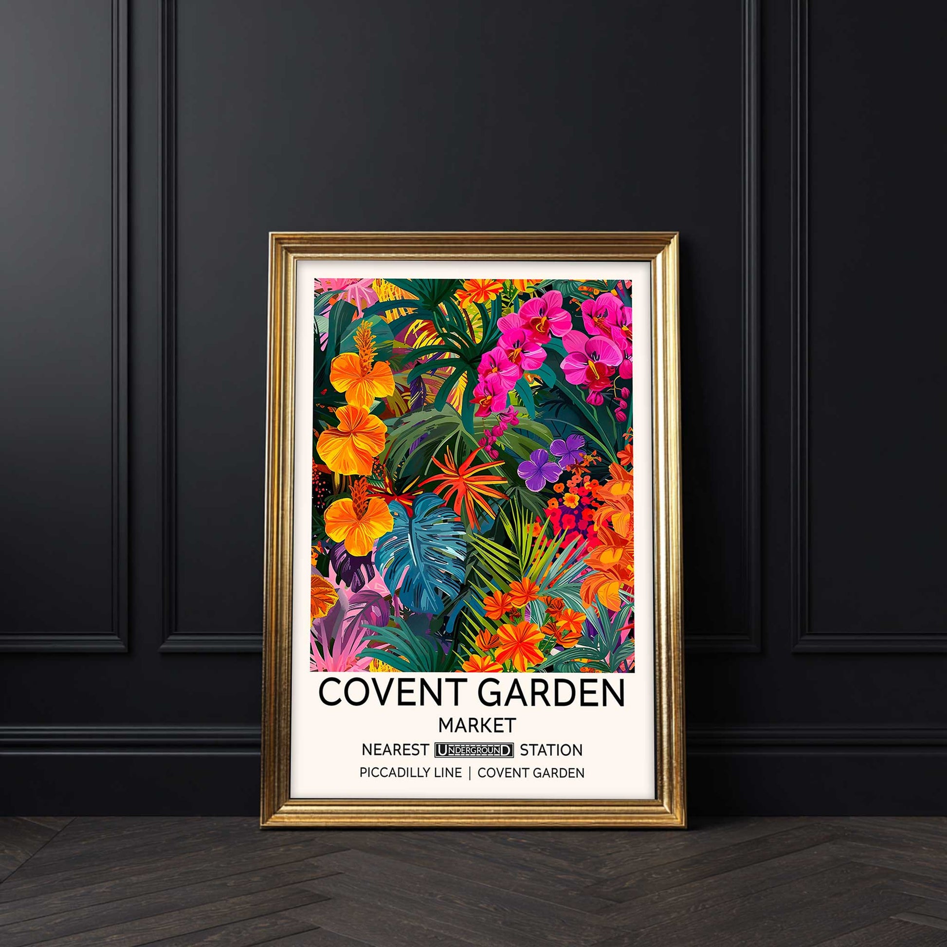 Vibrant Floral Print Tropical Garden Wall Art . Vintage Pink Yellow Flower Poster