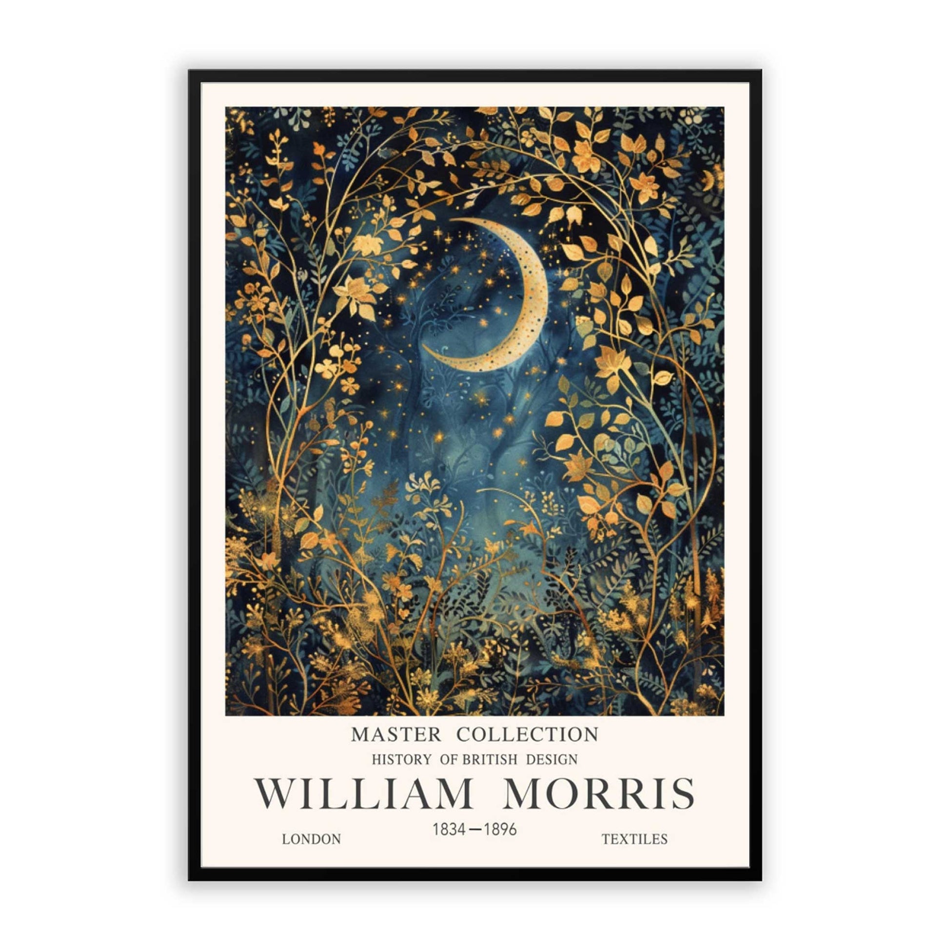 Shop William Morris celestial moon and star print, available framed or unframed