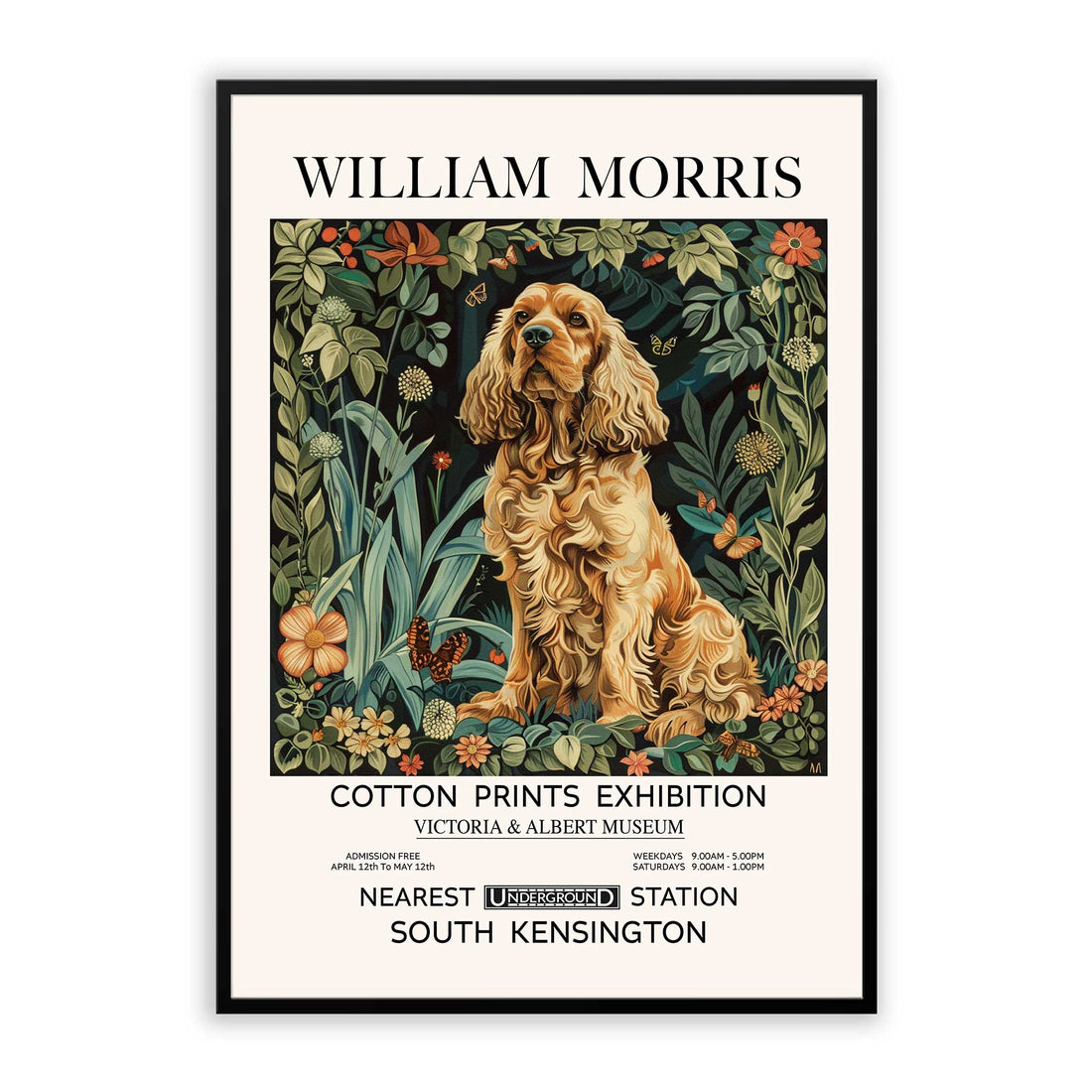 Cocker Spaniel Print, William Morris style Print