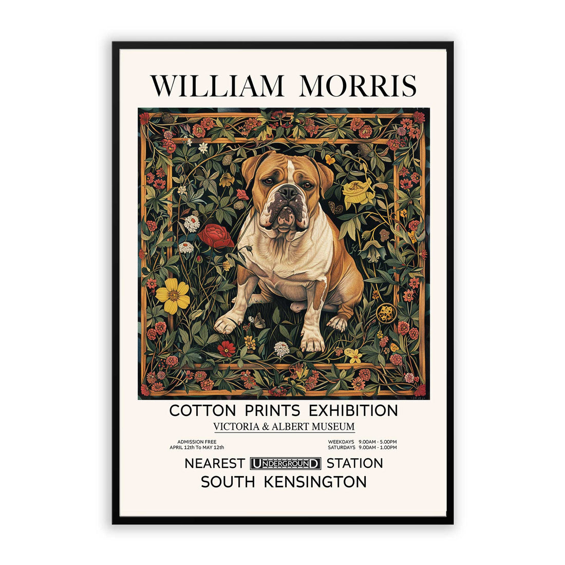 Vintage English Bulldog art print, featuring a detailed illustration of an English Bulldog, ideal wall art for dog lovers and home decor enthusiasts