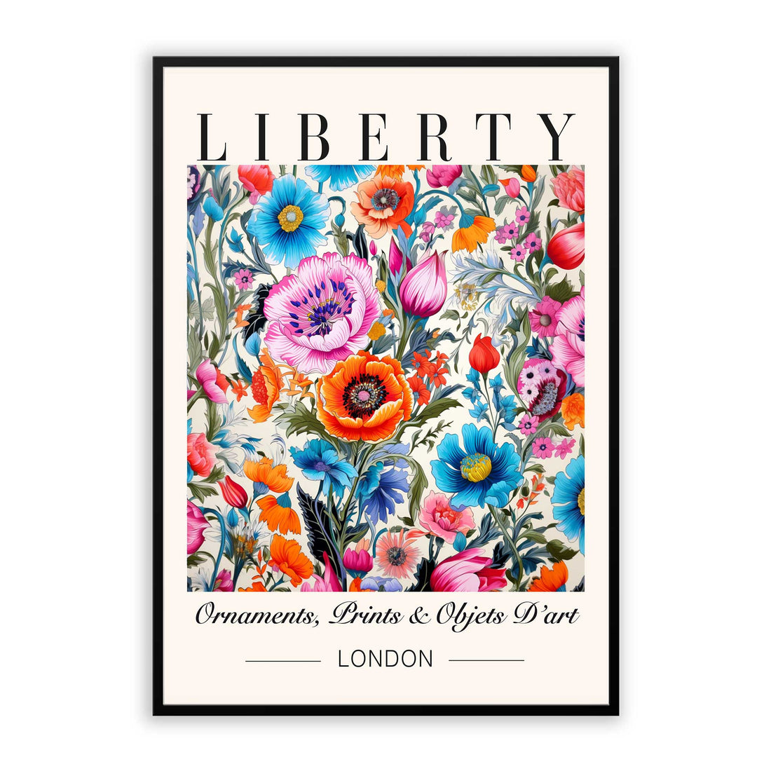 Liberty London floral wall art, British-inspired elegant home decor, vintage floral wall art for living room, classic Liberty London style bedroom decor print