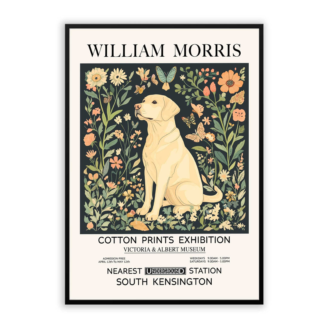 labrador print, Vintage William Morris Dog Print For Dog Lovers 