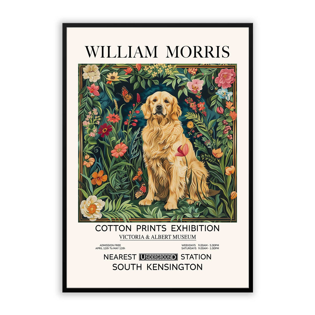 Beautiful Golden Retriever art print featuring classic and vintage-inspired design. Perfect wall decor for Golden Retriever parents, dog lovers, and animal art collectors.