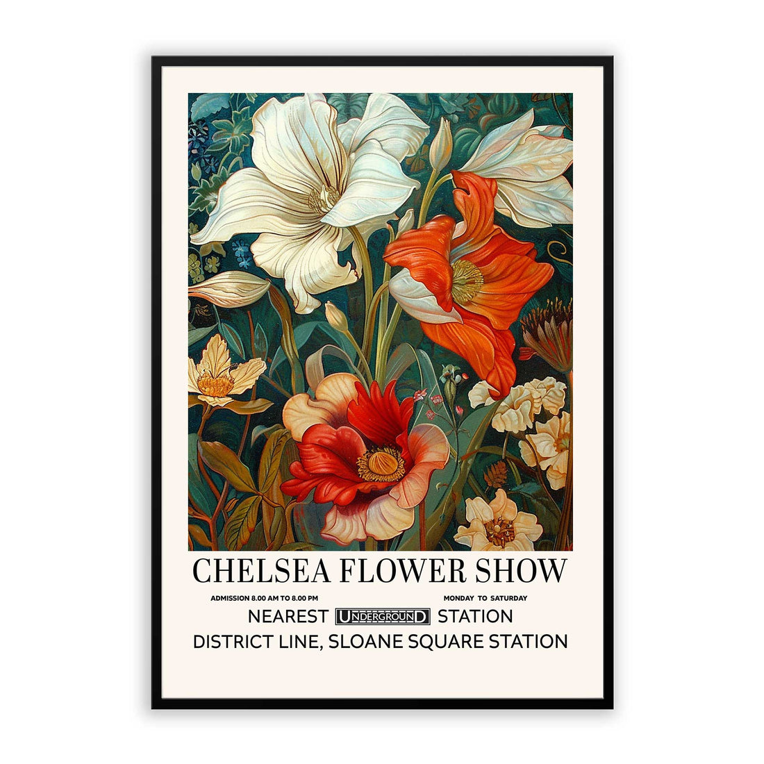 Chelsea Flower Show art print, botanical wall art inspired by British gardens, vintage floral decor, Chelsea Market-inspired poster, garden-themed wall art for home decor