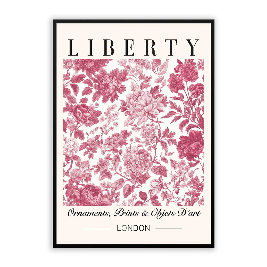 Classic French Toile de Jouy floral print, vintage-inspired wall art for the living room, pink and white French provincial Toile de Jouy floral artwork.