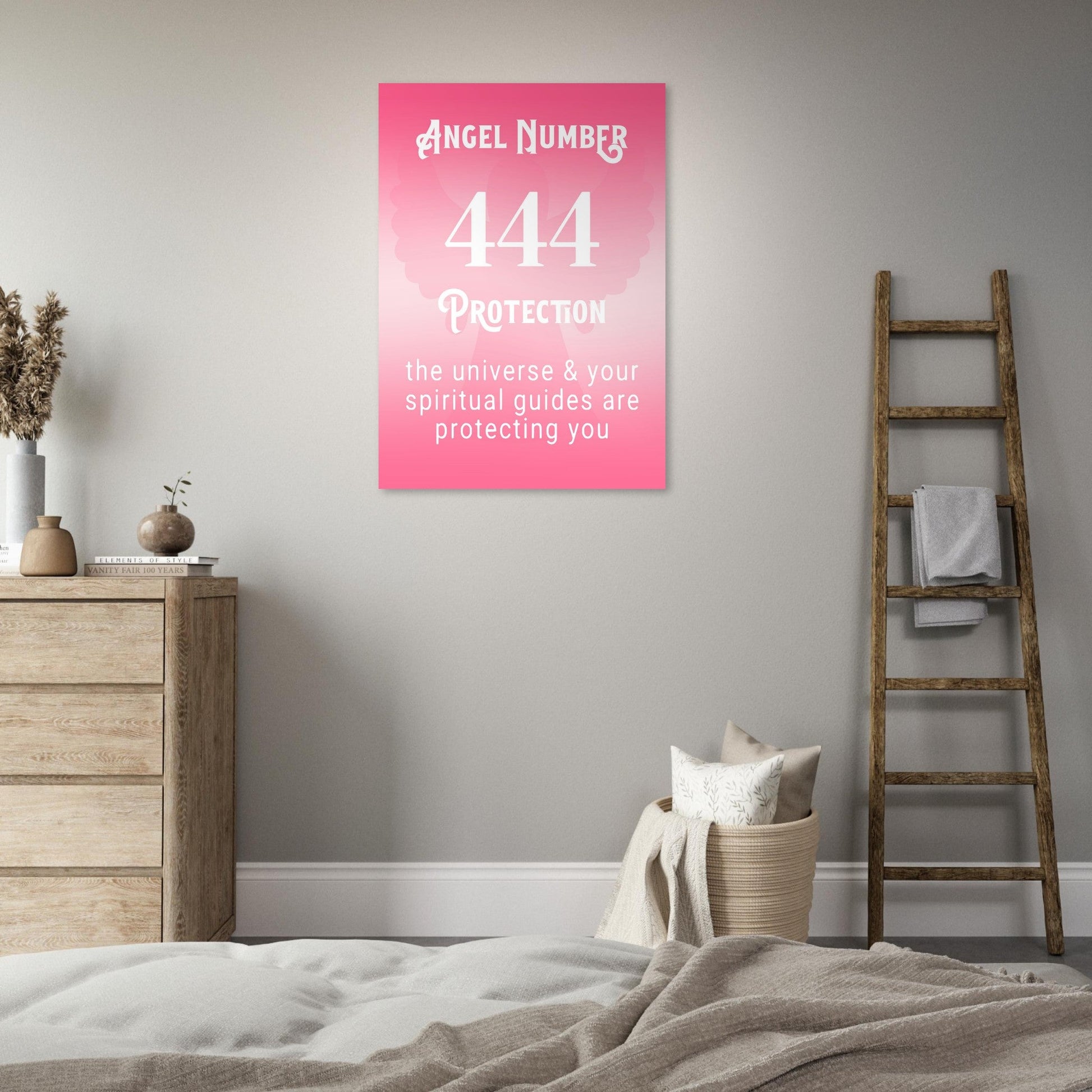 Angel Number 444 Art Print, Angel No. 444, Angel Number, Pink Spiritual Poster, #illieeart