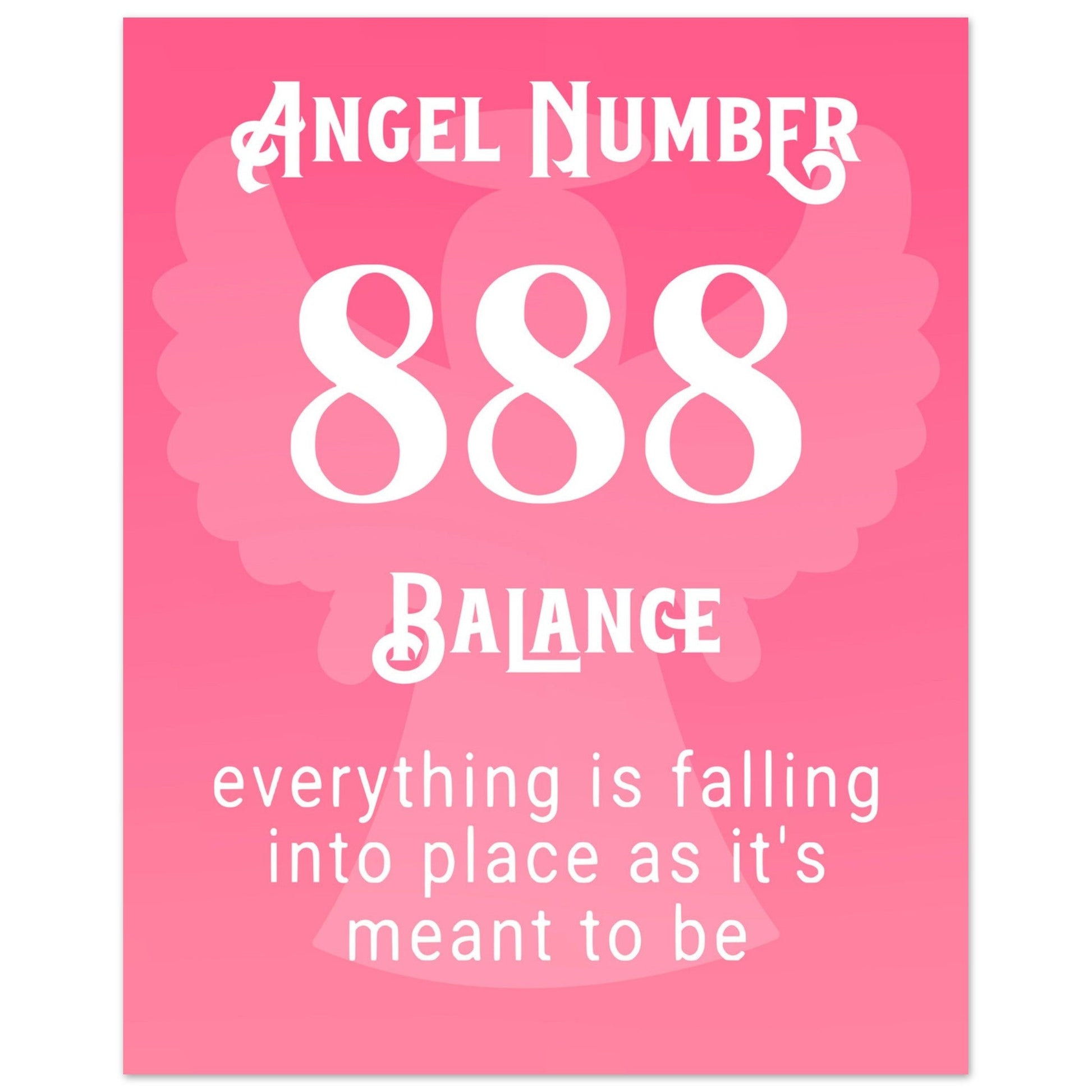 Angel Number 888 Art Print, angel no.888, Angel Number, Pink Spiritual Art Print, #illieeart