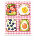 Avocado On Toast - Breakfast Print, Blueberries and cream cheese, Breakfast Print, Eggs and Toast, #illieeart