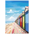 Beach Huts Art Print, Blue, seascape, , #illieeart