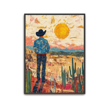 Western Desert Wall Art Cowboy Landscape Print