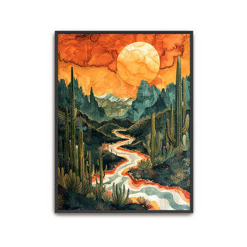Desert Canyon Wall Art, Sunset Landscape Poster