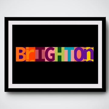 Brighton City Sign Print - Brighton, England, multicolor, Typography, , #illieeart