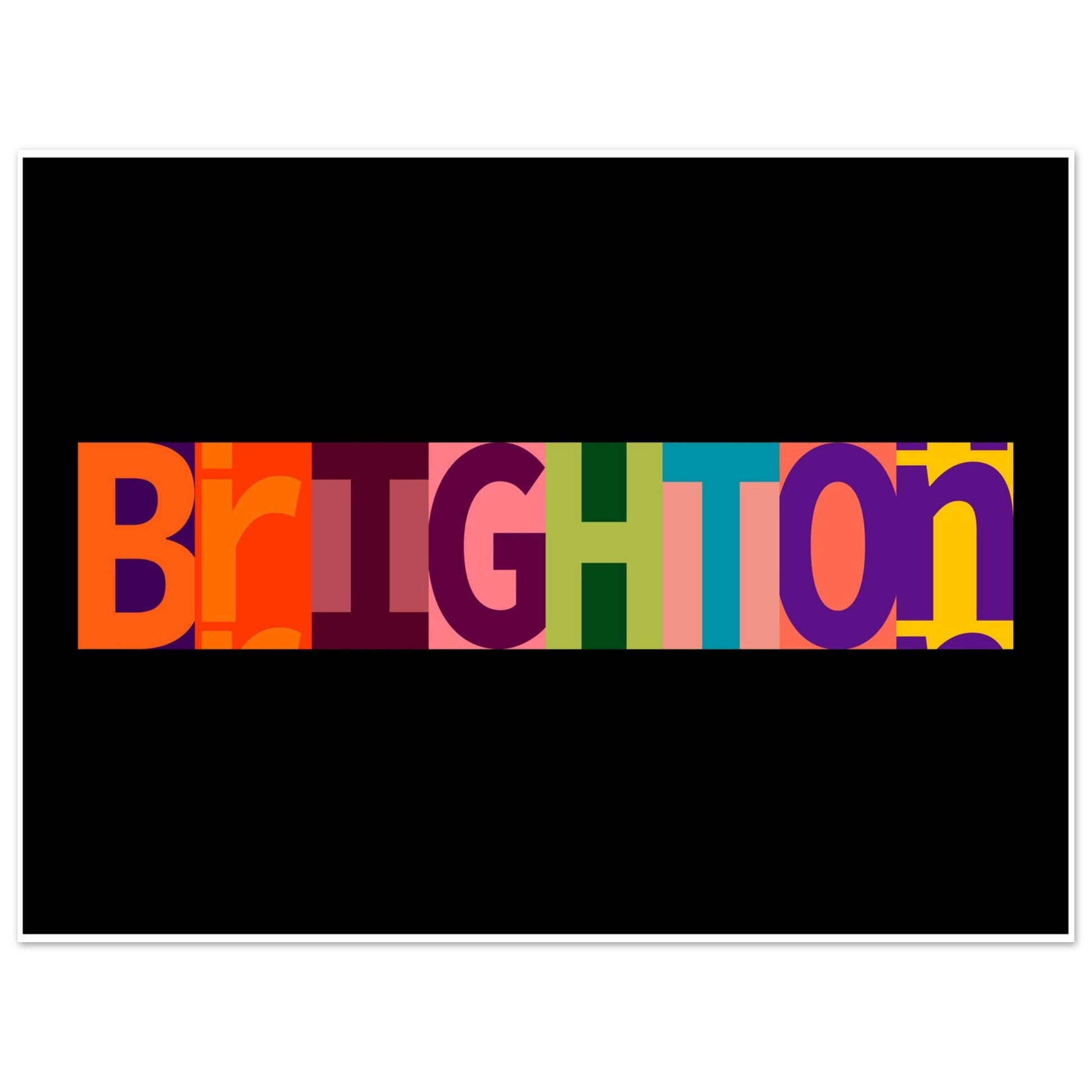 Brighton City Sign Print - Brighton, England, multicolor, Typography, , #illieeart