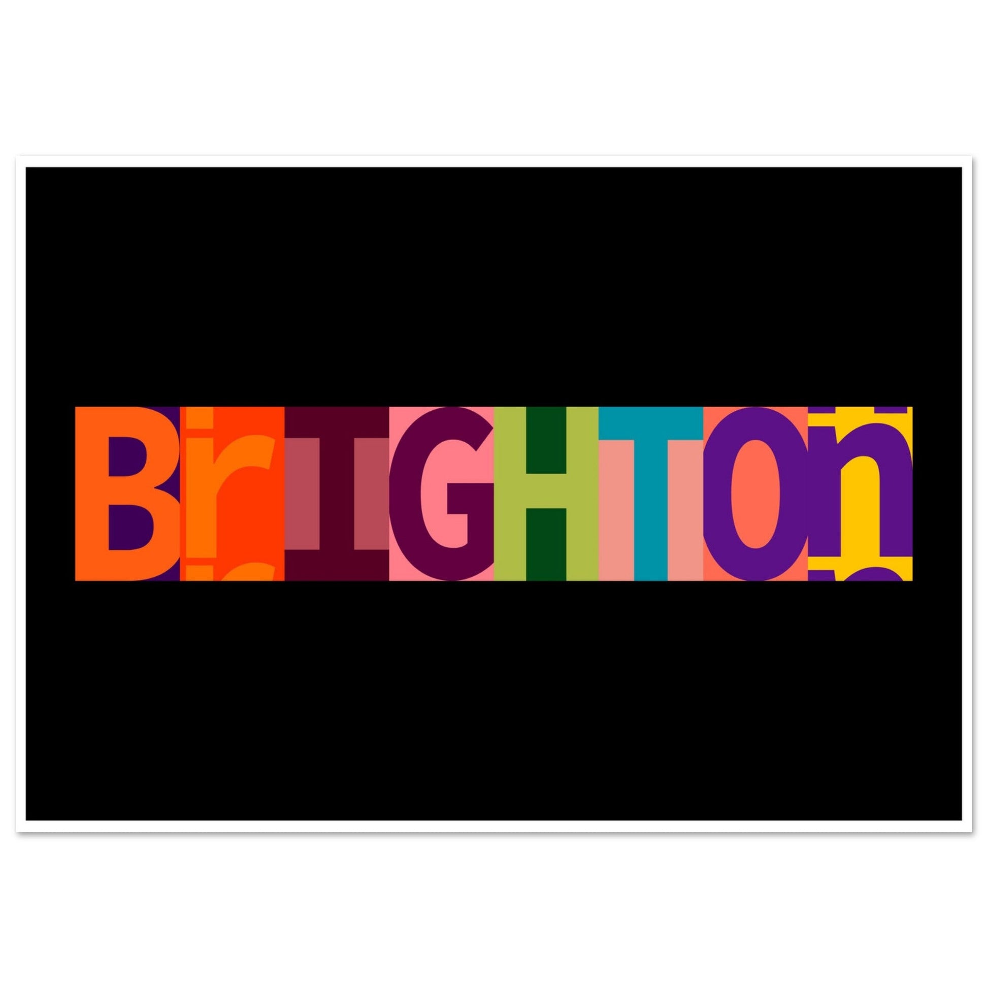 Brighton City Sign Print - Brighton, England, multicolor, Typography, , #illieeart