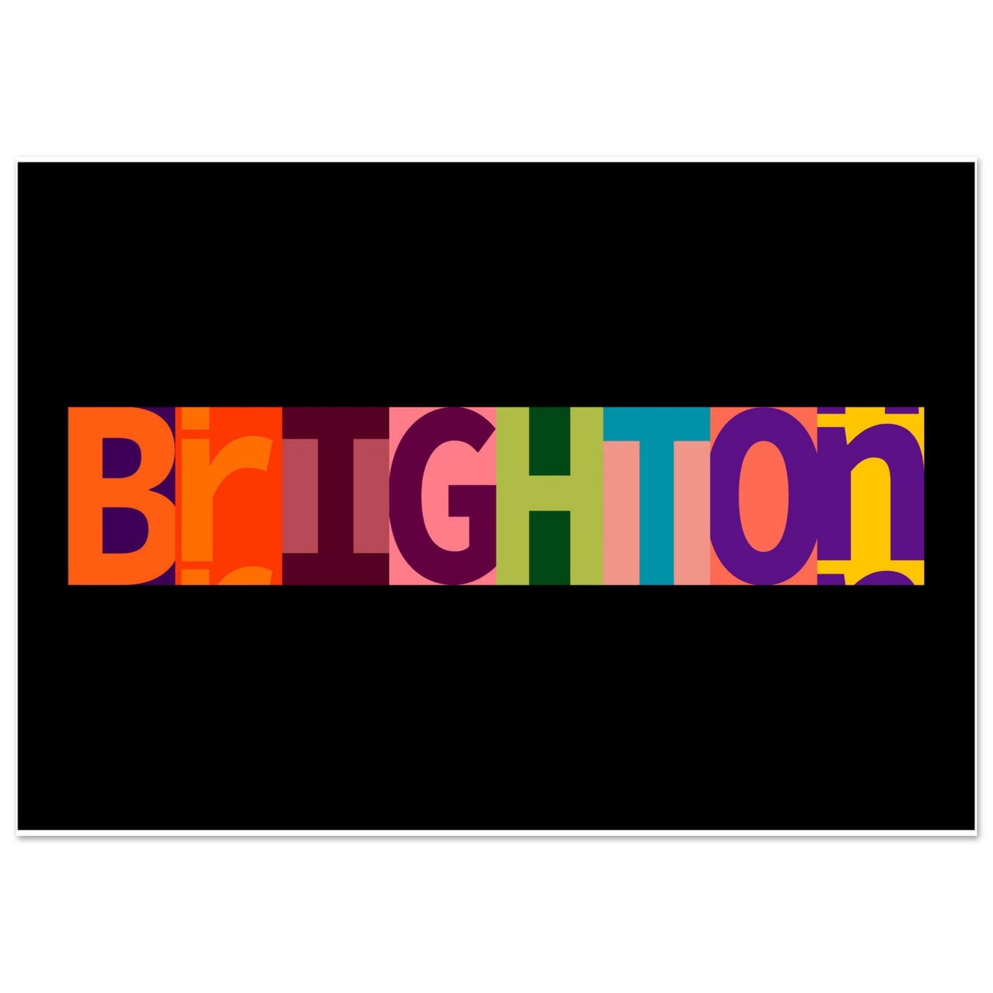 Brighton City Sign Print - Brighton, England, multicolor, Typography, , #illieeart