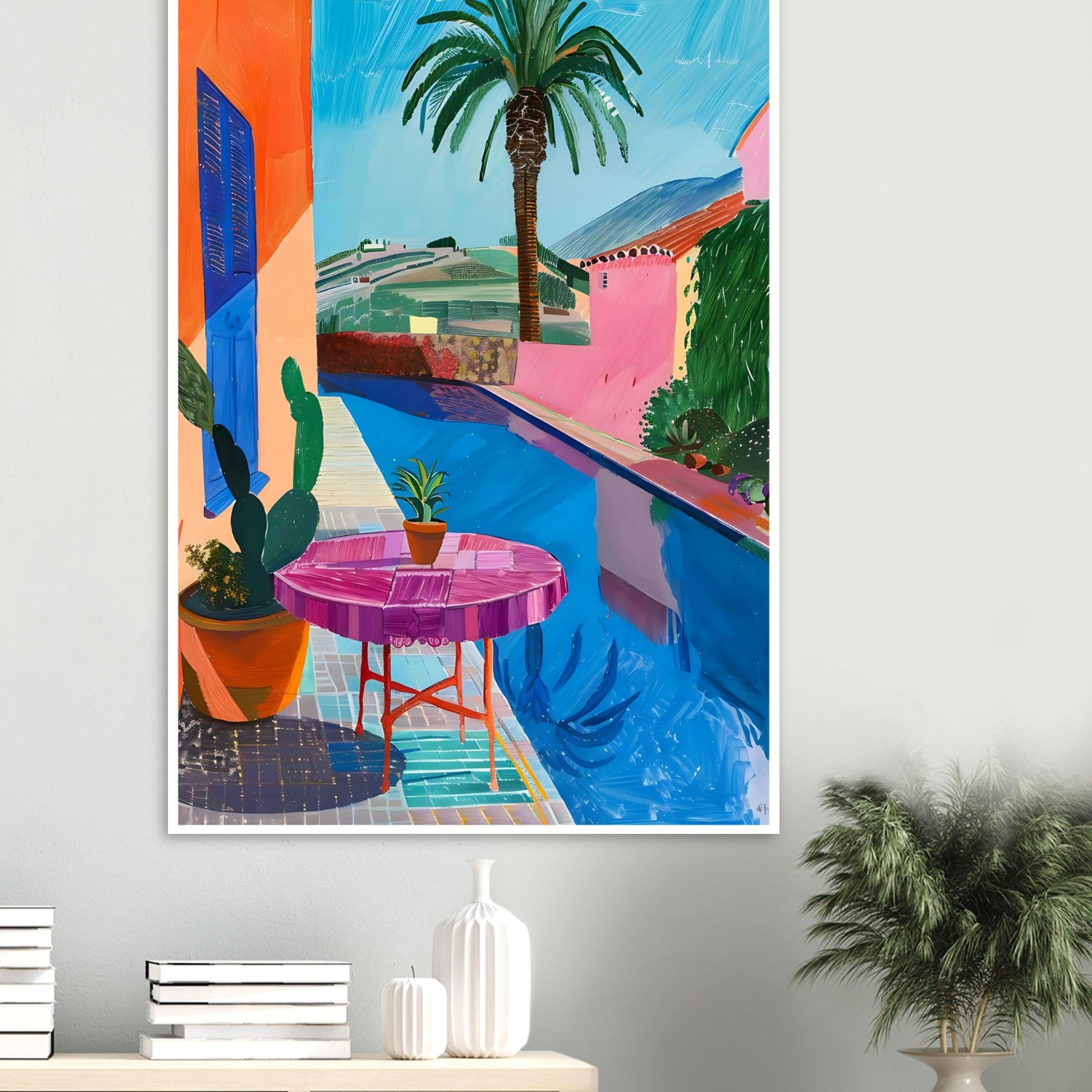 By the Pool - David Hockney, green, Pink, seascape, #illieeart