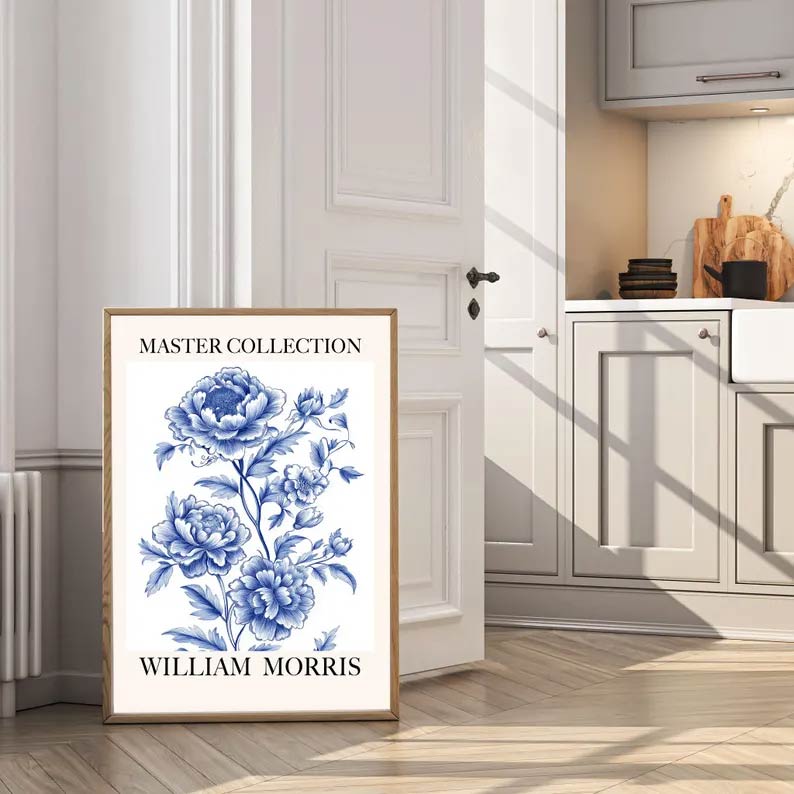 Chinoiserie Blue Peony Flower Print