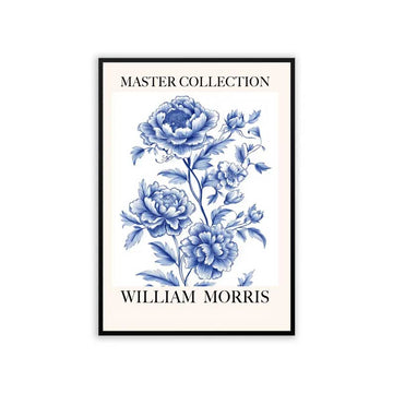 Chinoiserie Blue Peony Flower Print