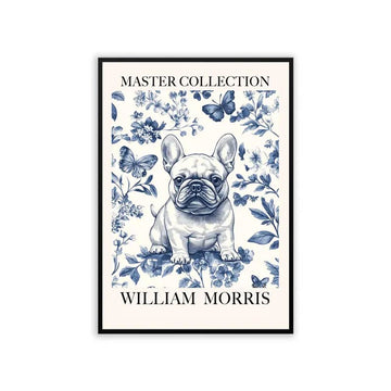 Chinoiserie Blue French Bull Dog Print