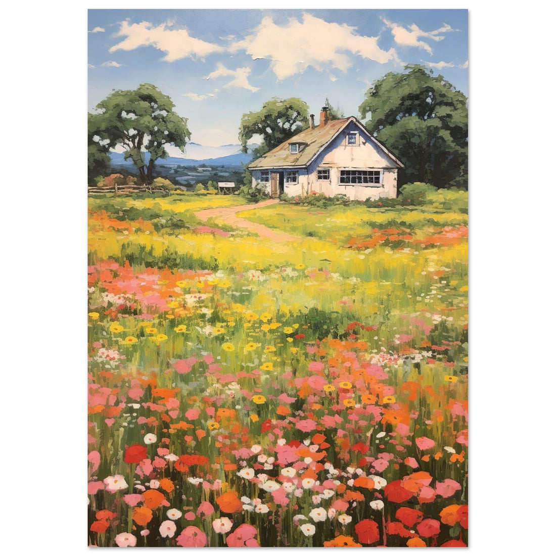Country Cottage Art Print, , , , #illieeart