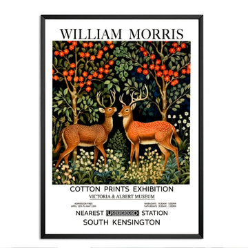 Deer In Forest Print Vintage Style Poster