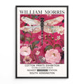Vintage dragonfly wall art with flowers and botanical background, Vintage nature art, William Morris Print
