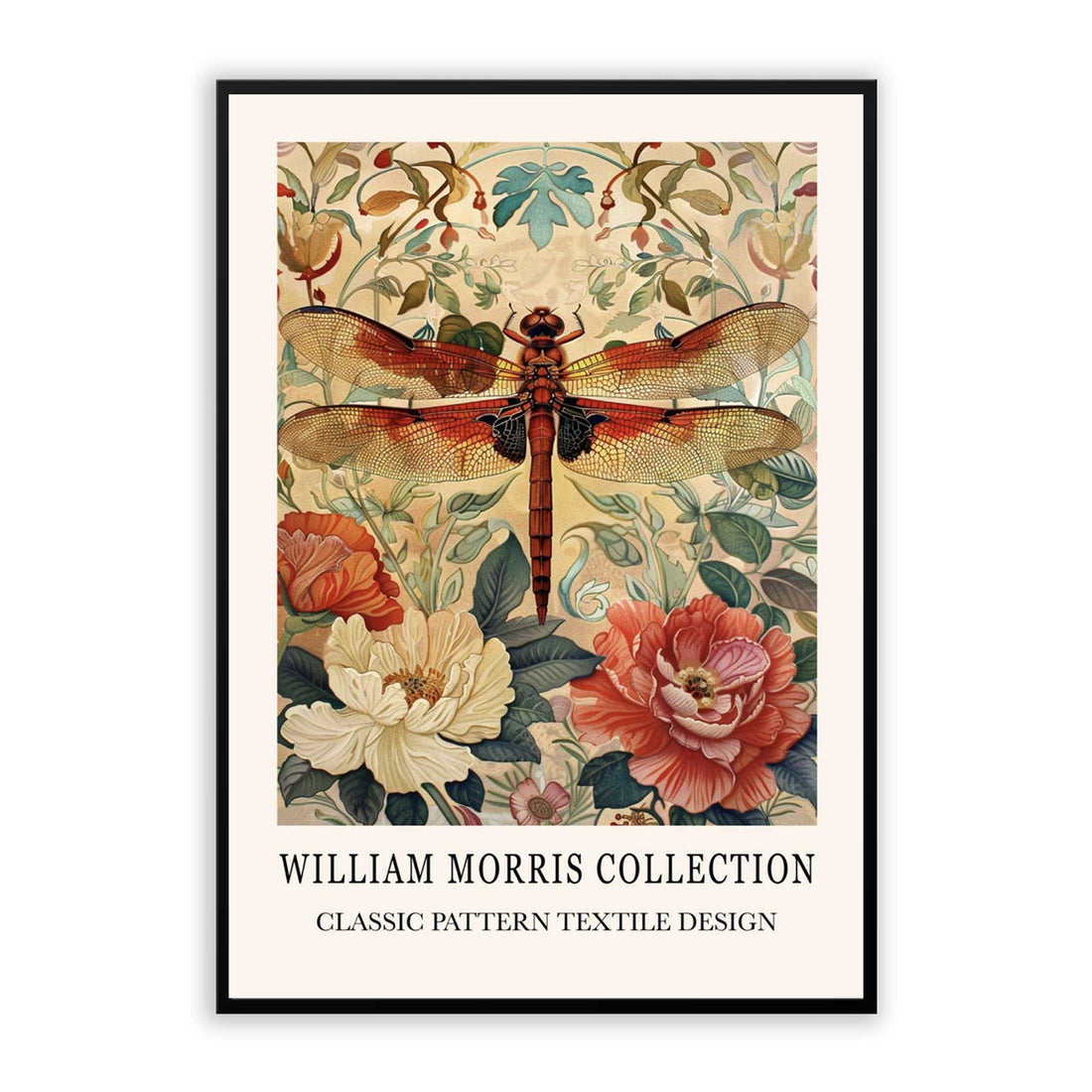 Golden Dragonfly Print | Vintage William Morris Art | Luxury Prints