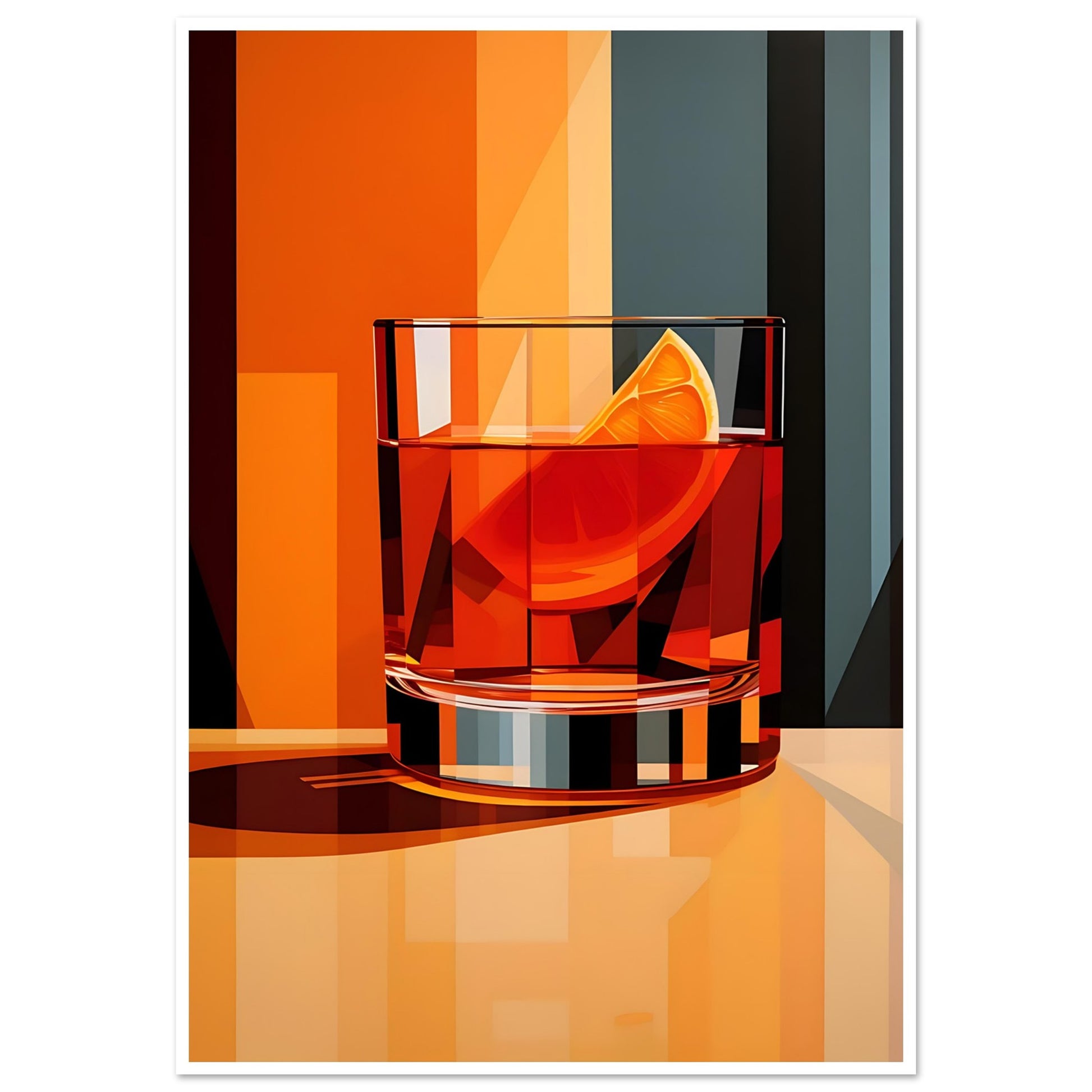 Negroni Cocktail Art Print, Cocktail Print, mid century, Negroni, #illieeart #