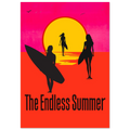  The Endless Summer official licensed female surfer variant movie poster three women silhouettes holding surfboards neon pink orange sunset. 